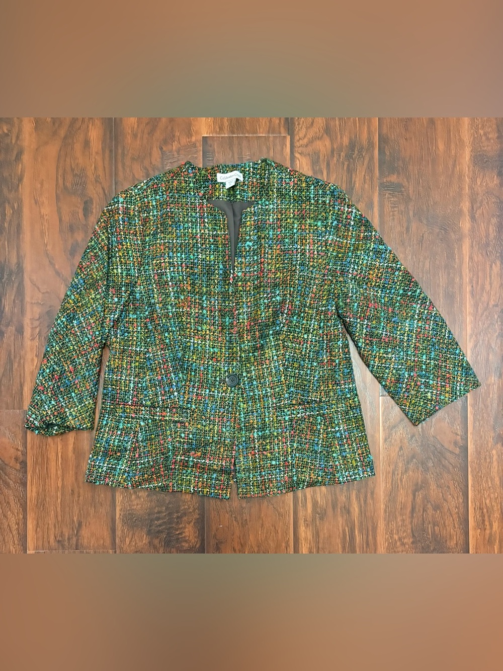 Coldwater Creek Women’s Size 10 Multicolor Tweed Bouclé Blazer Jacket